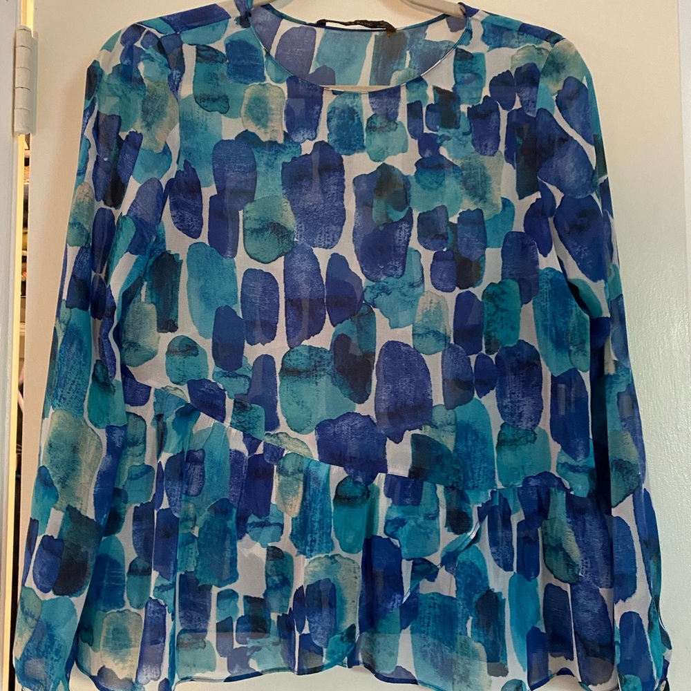 Zara blue silk top